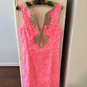 Lilly Pulitzer Pink Mini Dress with Gold Detailing